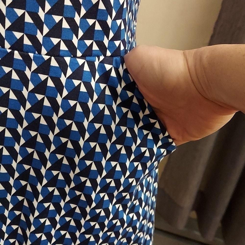 NEW YORK AND CO Geometric Print Pullover Sleeveless Fit and Flare Cotton Dress M - Picture 4 of 11